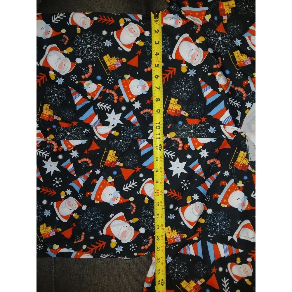 J&D Huashia Mens Large Christmas Shirt Santa Claus Button Up Holiday Hawaiian